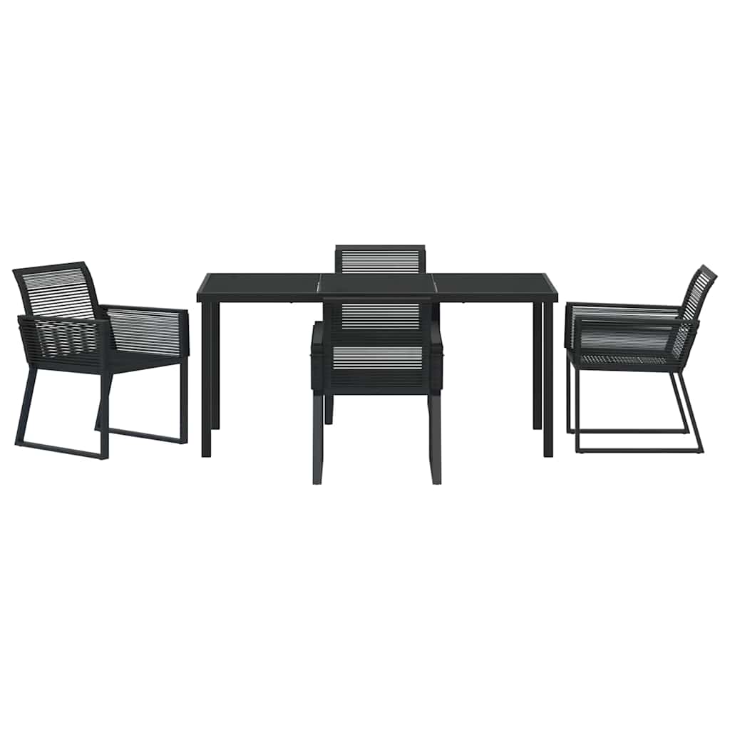 Garden Dining Set 5 pcs Black Poly rattan