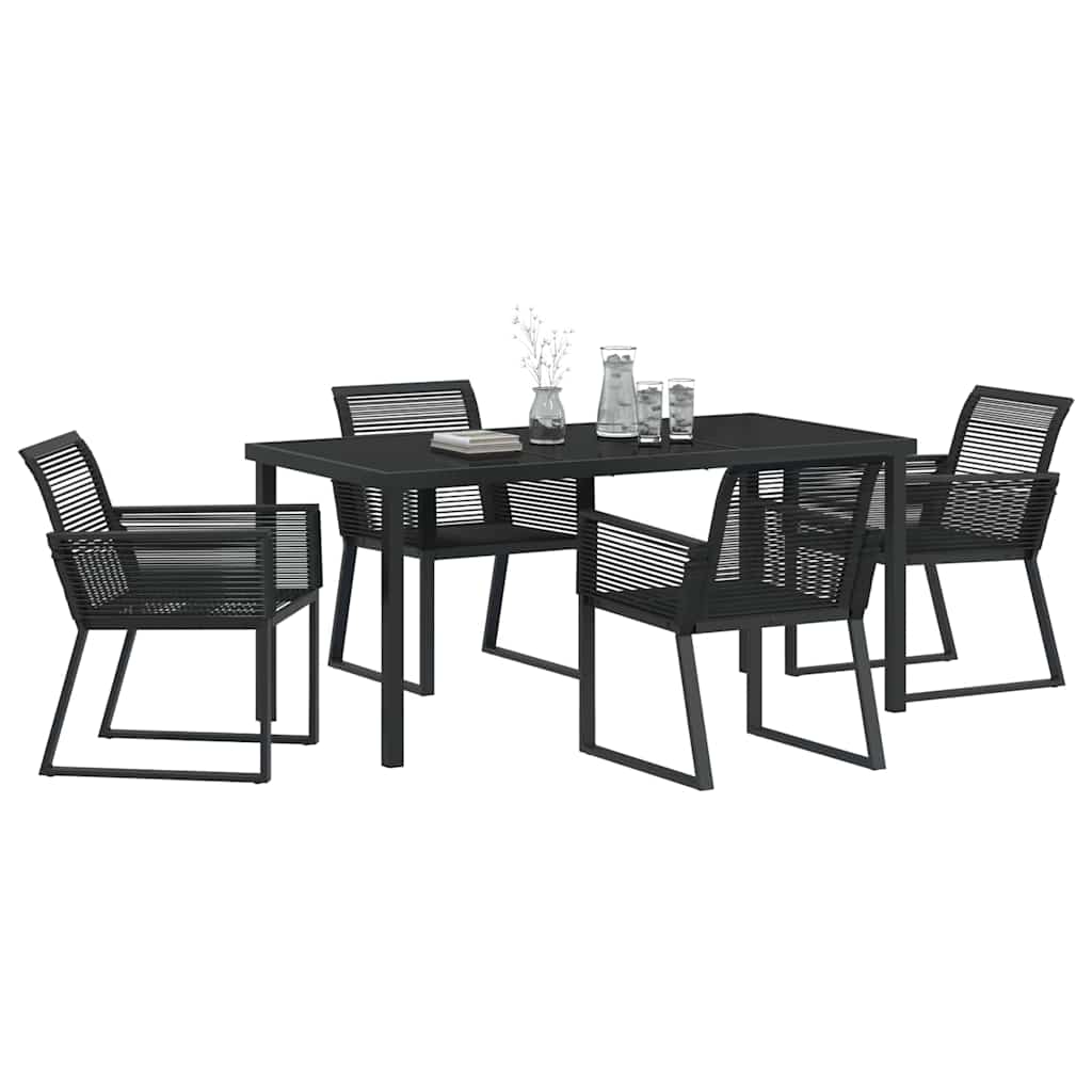 Garden Dining Set 5 pcs Black Poly rattan