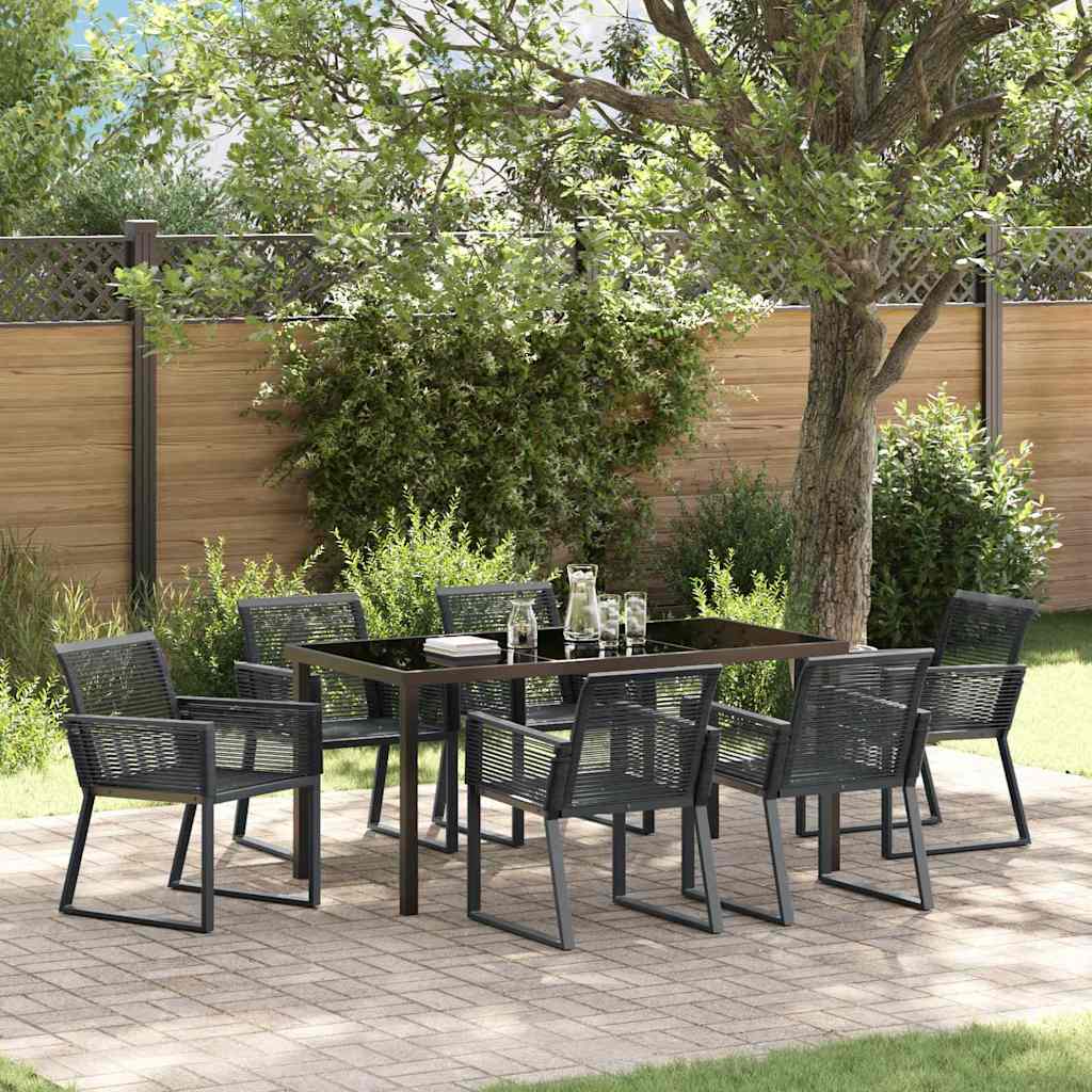 Garden Dining Set 7 pcs Black Poly rattan