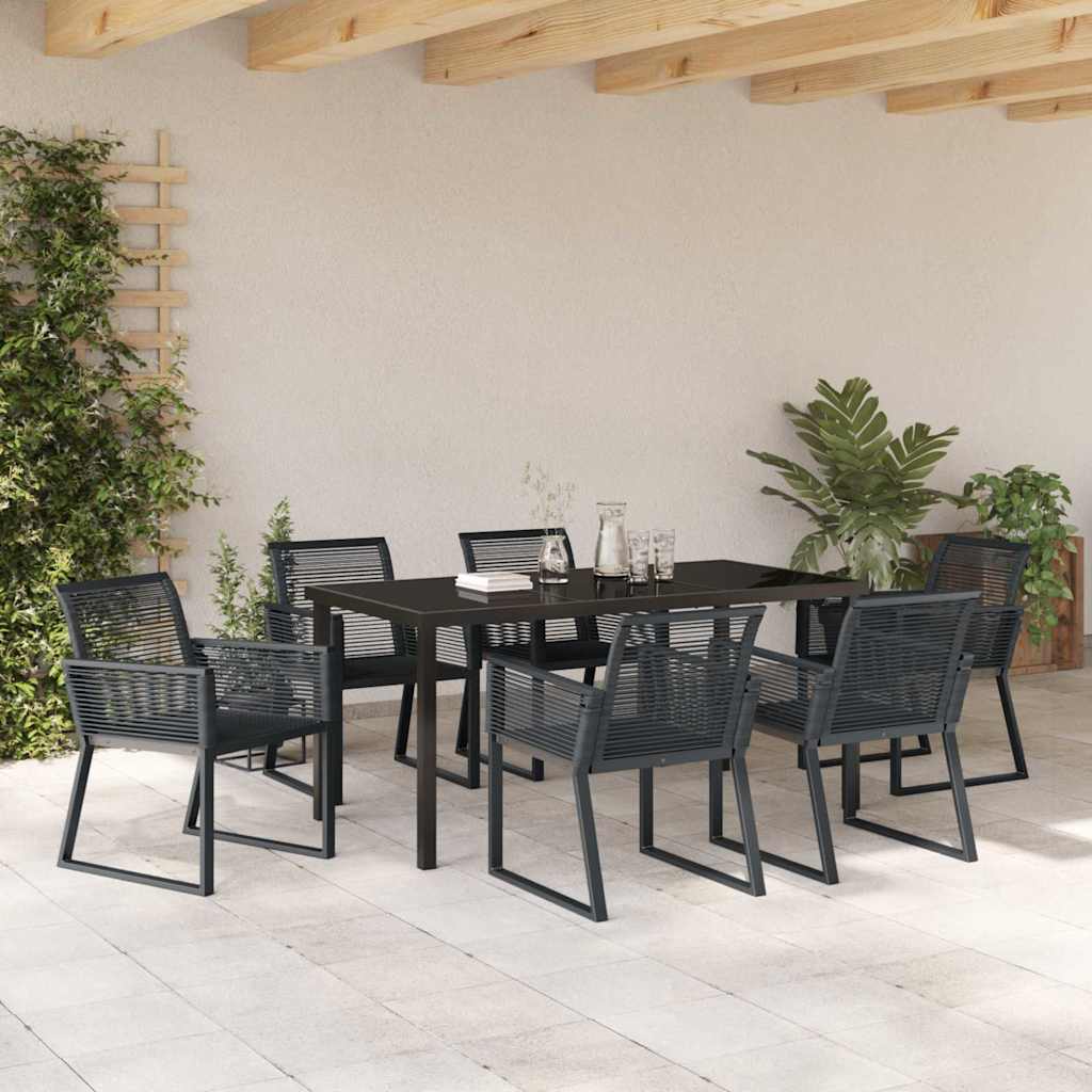 Garden Dining Set 7 pcs Black Poly rattan