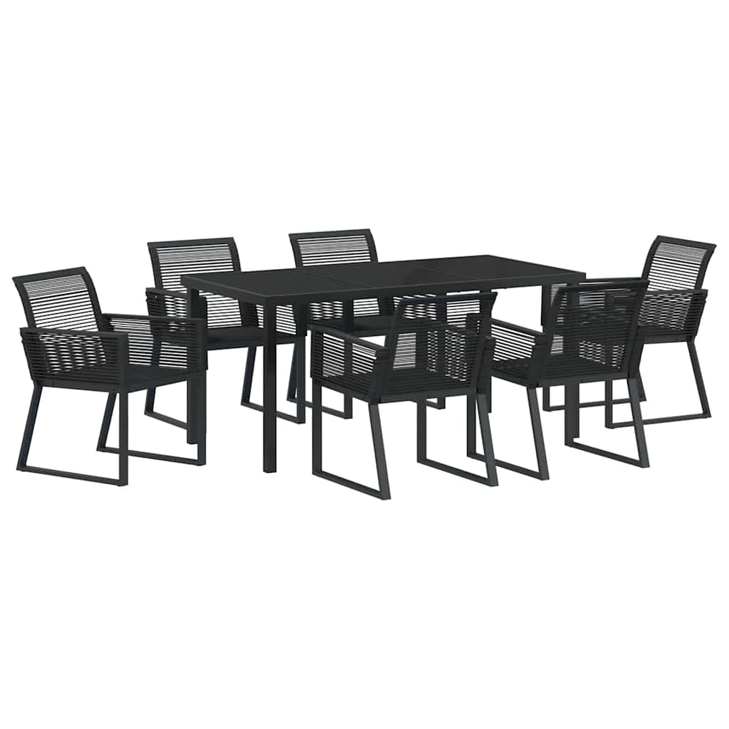 Garden Dining Set 7 pcs Black Poly rattan