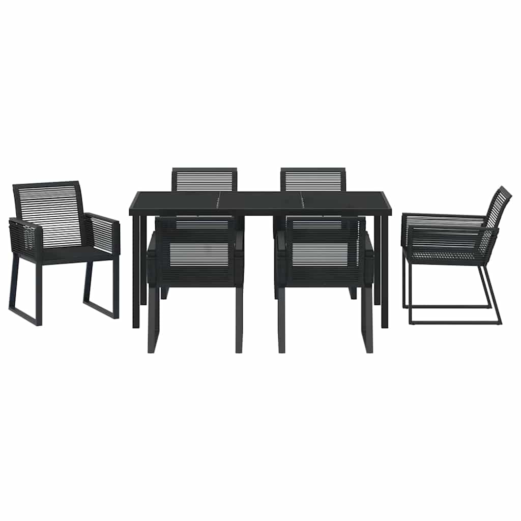 Garden Dining Set 7 pcs Black Poly rattan
