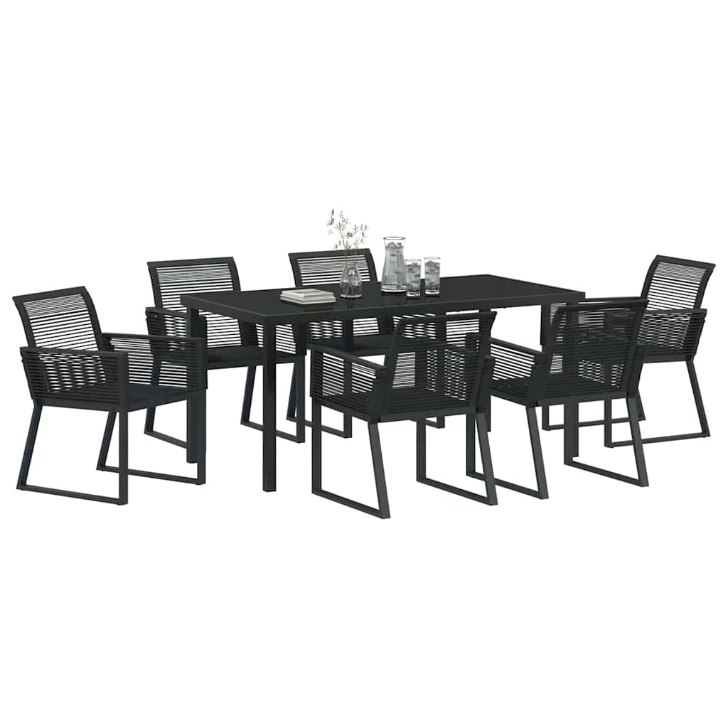 Garden Dining Set 7 pcs Black Poly rattan