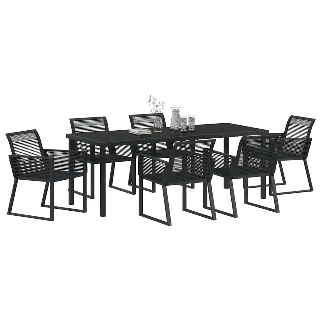 Garden Dining Set 7 pcs Black Powder-Coated Steel