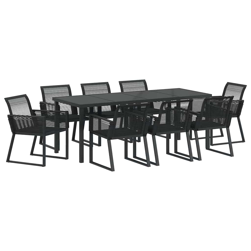 Garden Dining Set 9 pcs Black Powder-Coated Steel