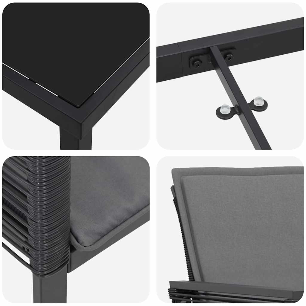 Garden Dining Set 5 pcs Black Poly rattan