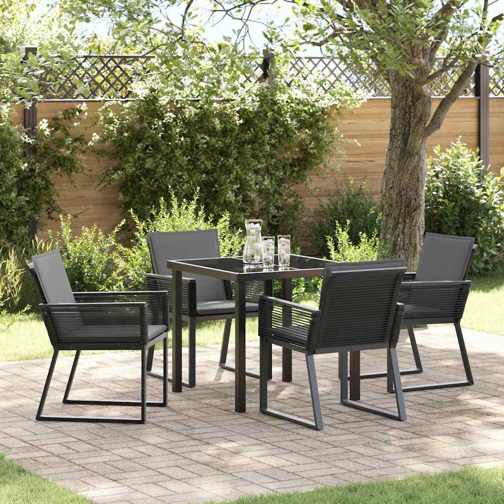 Garden Dining Set 5 pcs Black Poly rattan