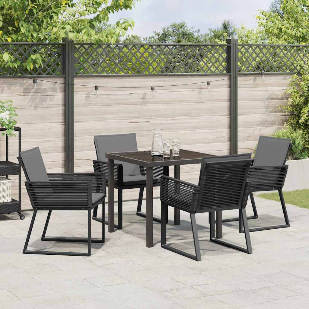 Garden Dining Set 5 pcs Black Poly rattan