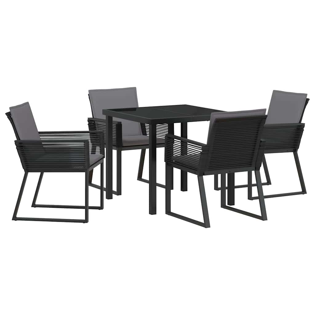Garden Dining Set 5 pcs Black Poly rattan