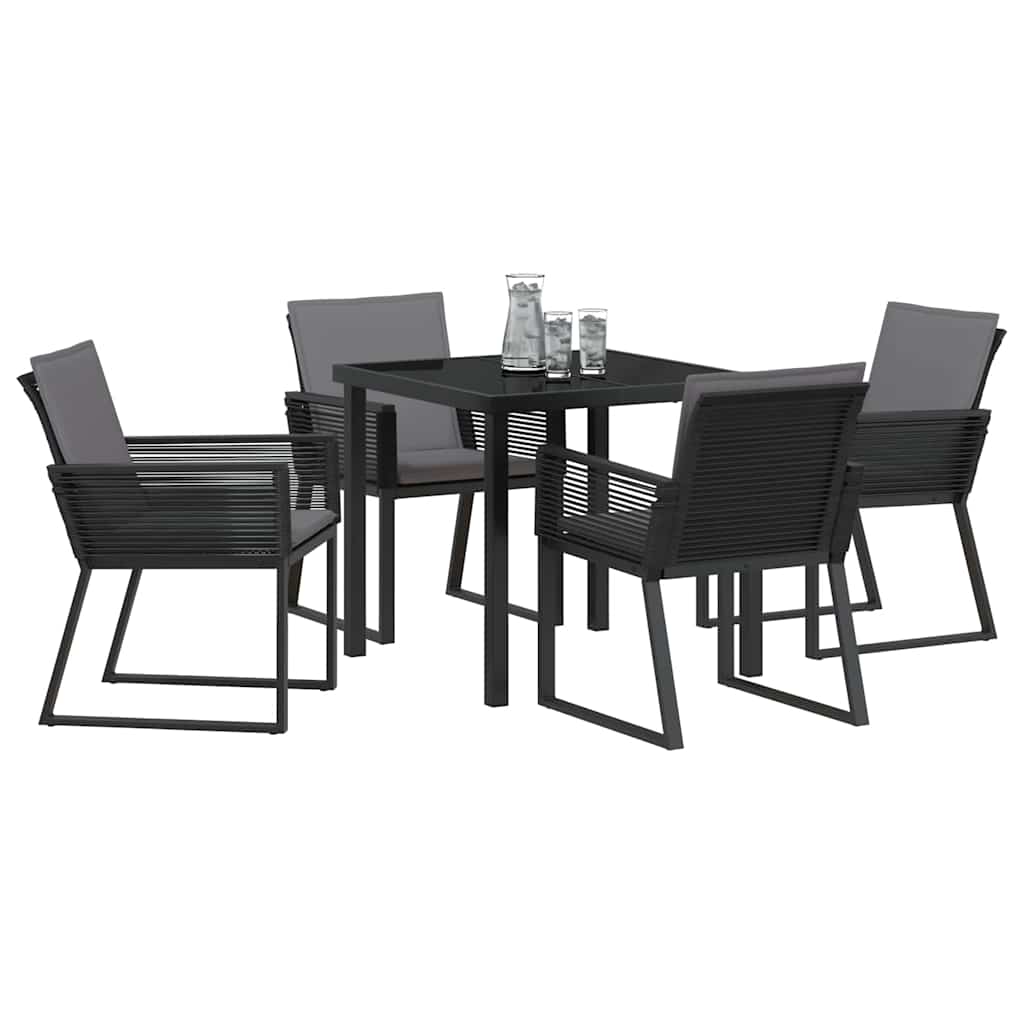 Garden Dining Set 5 pcs Black Poly rattan