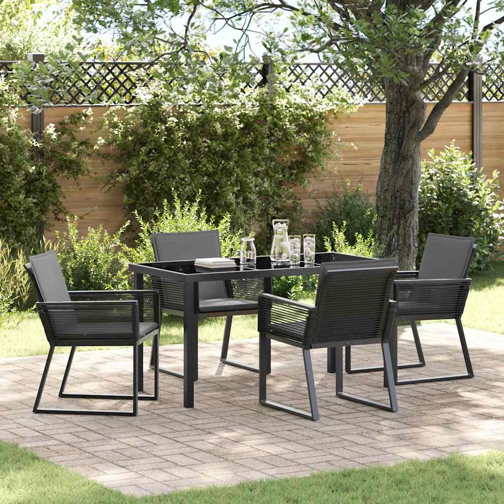 Garden Dining Set 5 pcs Black Poly rattan
