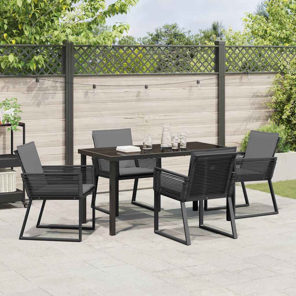 Garden Dining Set 5 pcs Black Poly rattan