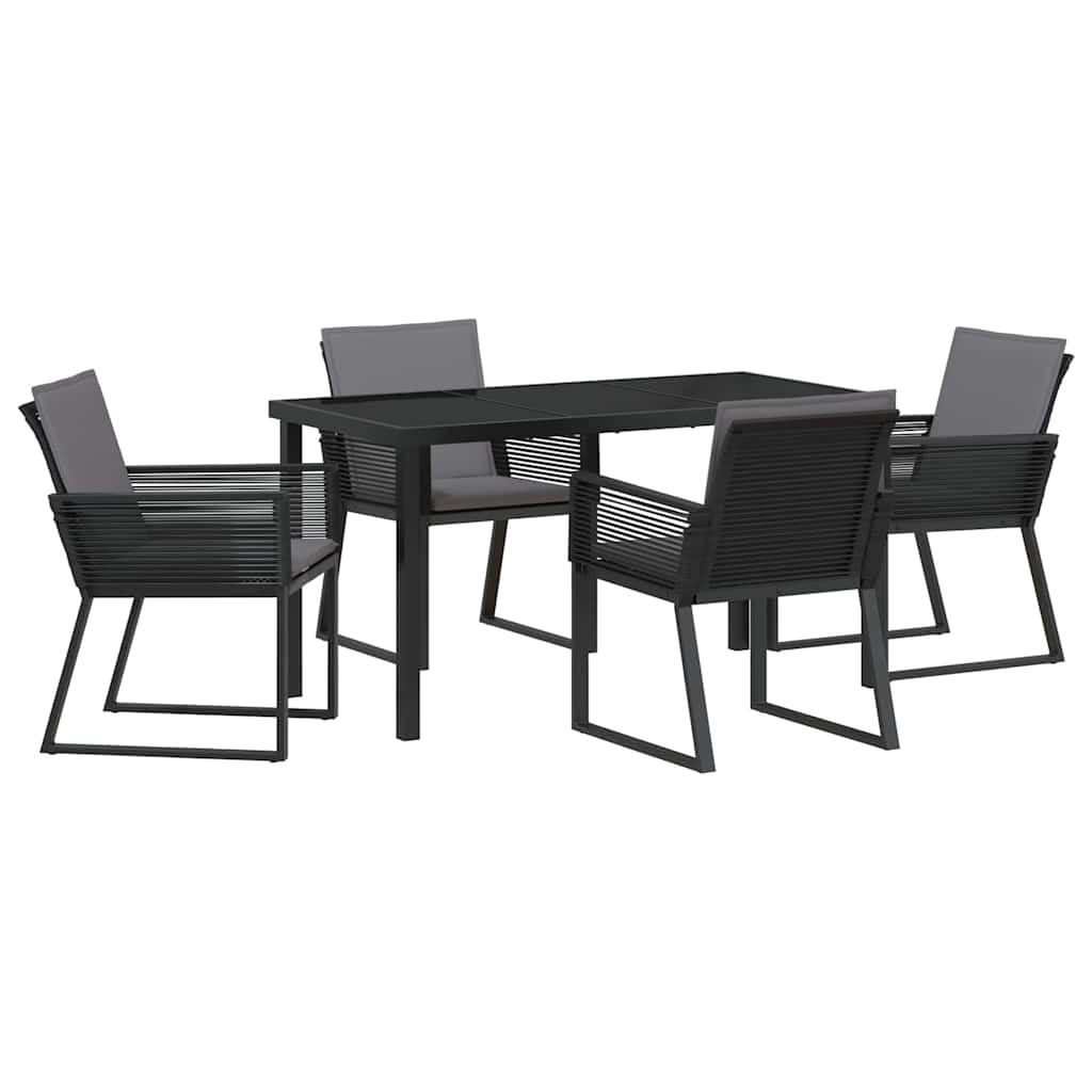 Garden Dining Set 5 pcs Black Poly rattan