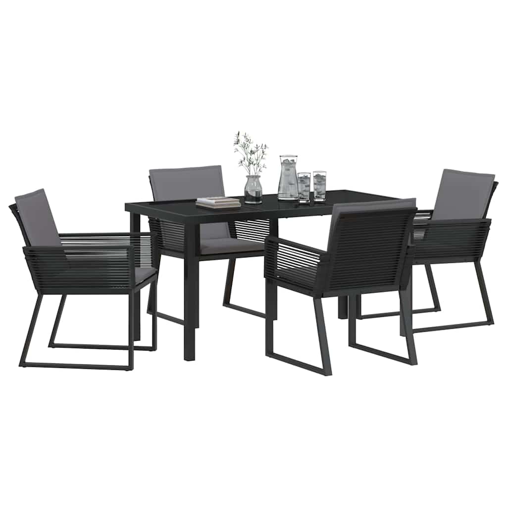 Garden Dining Set 5 pcs Black Poly rattan