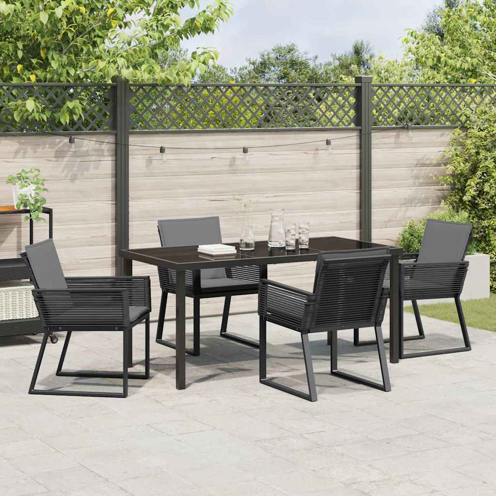 Garden Dining Set 5 pcs Black Poly rattan
