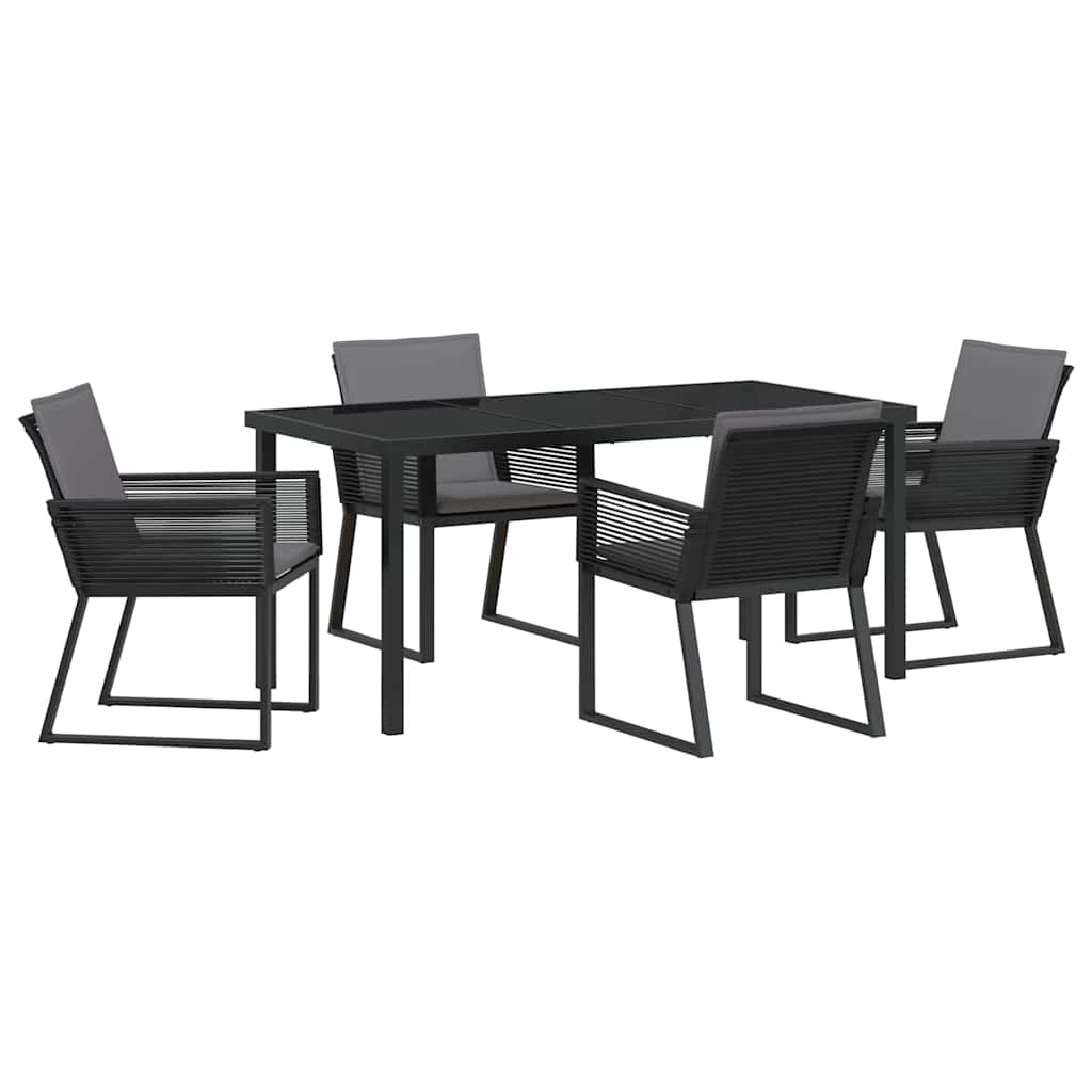 Garden Dining Set 5 pcs Black Poly rattan