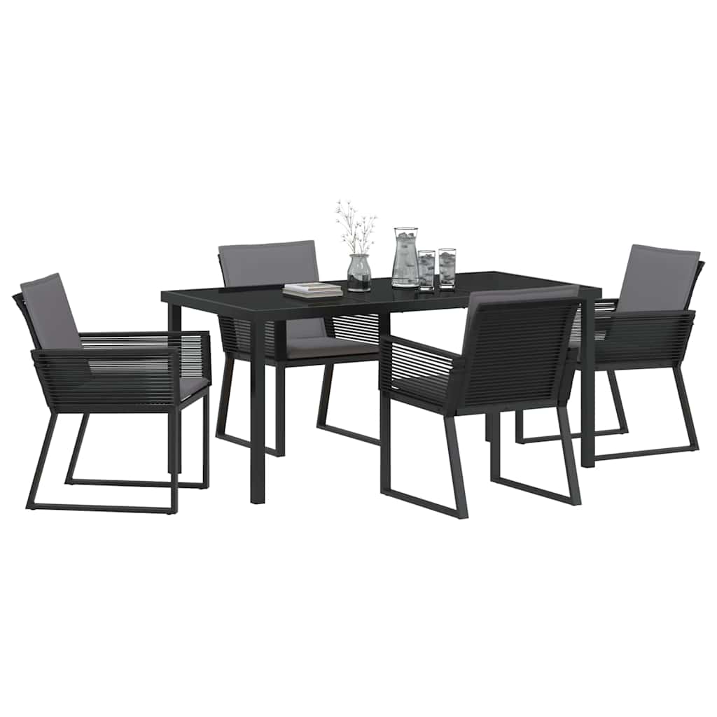 Garden Dining Set 5 pcs Black Poly rattan