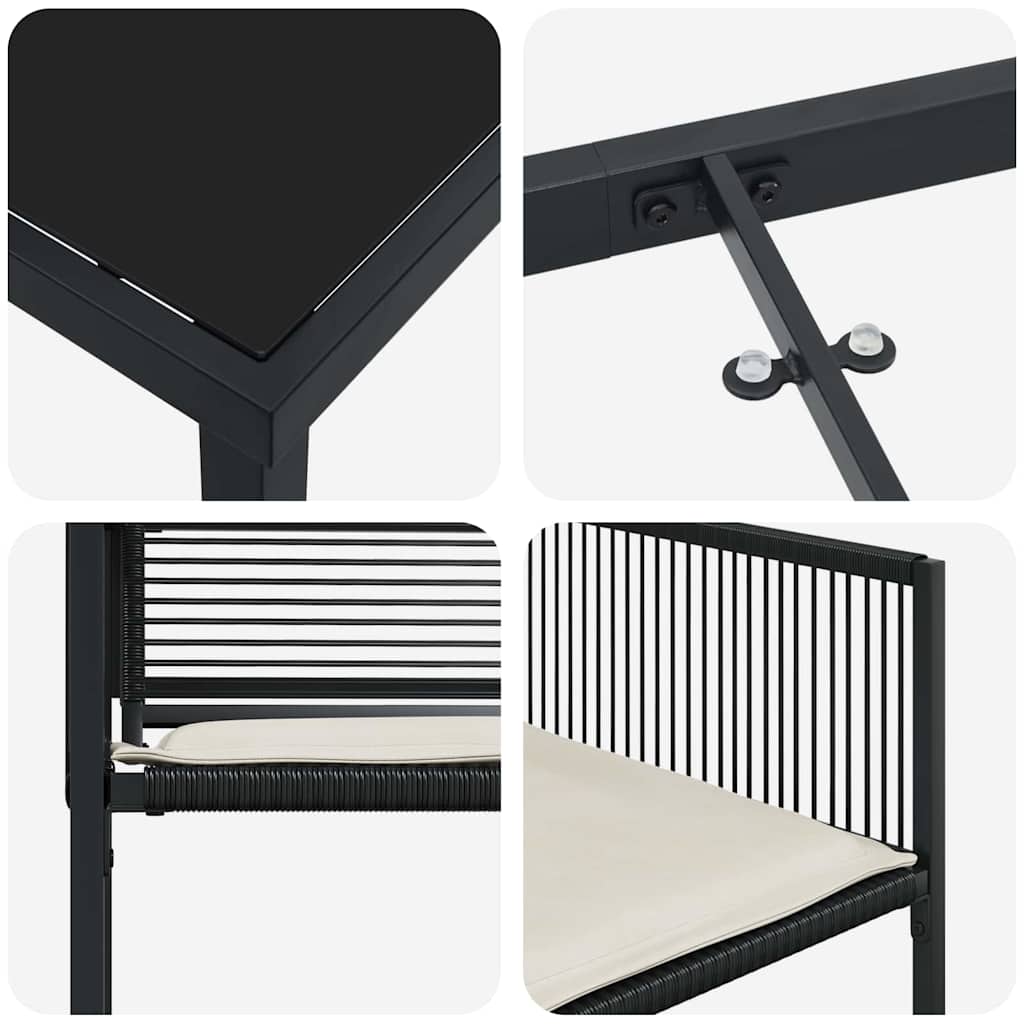 Garden Dining Set 5 pcs Black Poly rattan