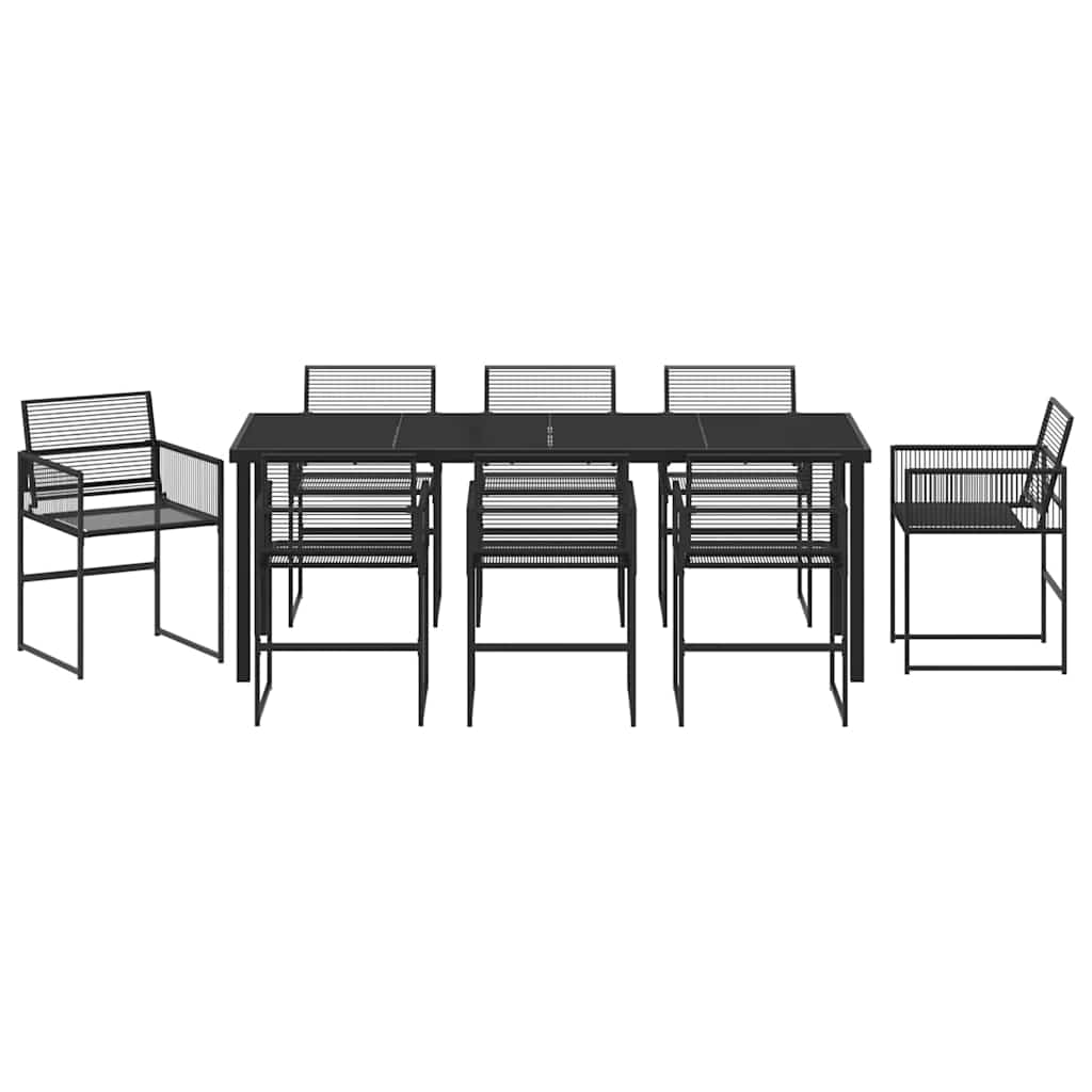 Garden Dining Set 9 pcs Black Powder-Coated Steel