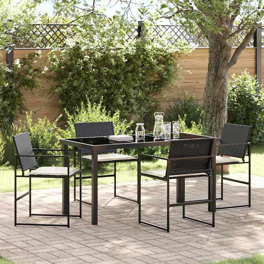 Garden Dining Set 5 pcs Black Poly rattan