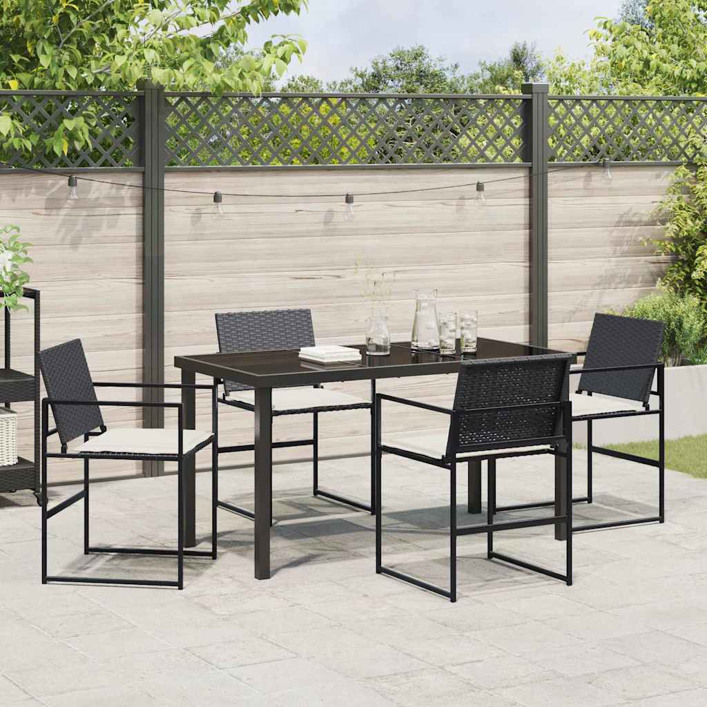 Garden Dining Set 5 pcs Black Poly rattan