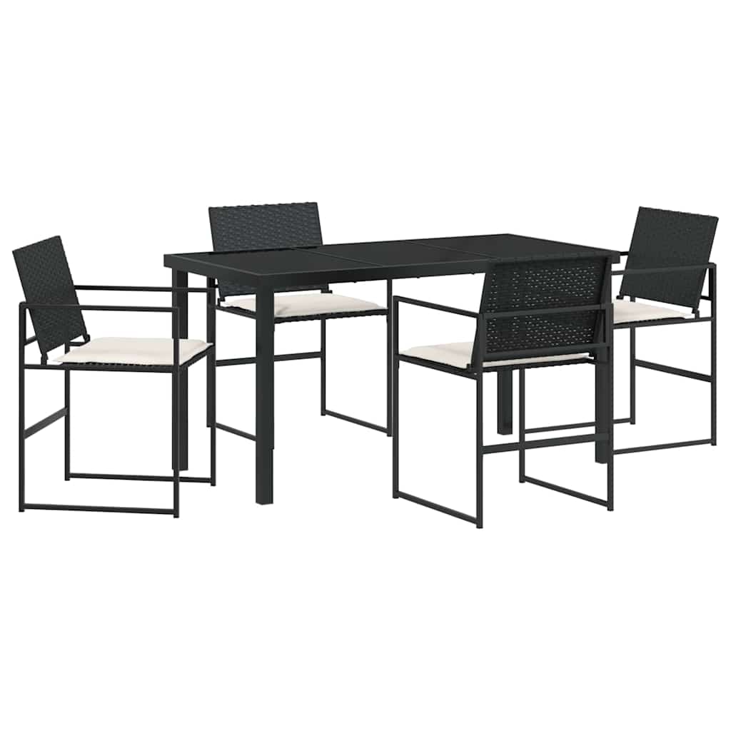 Garden Dining Set 5 pcs Black Poly rattan