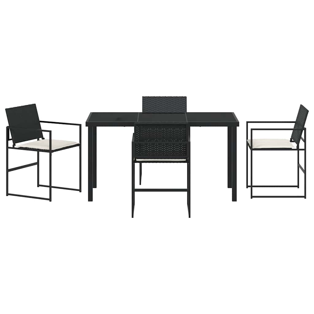 Garden Dining Set 5 pcs Black Poly rattan