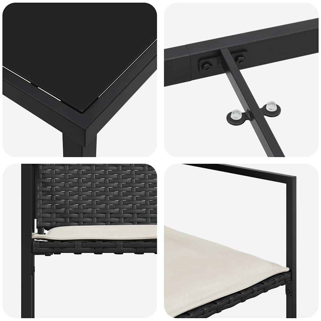 Garden Dining Set 5 pcs Black Poly rattan