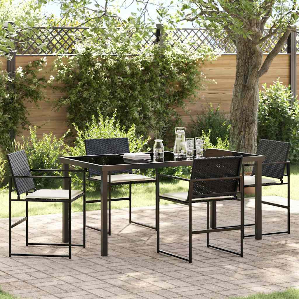 Garden Dining Set 5 pcs Black Poly rattan