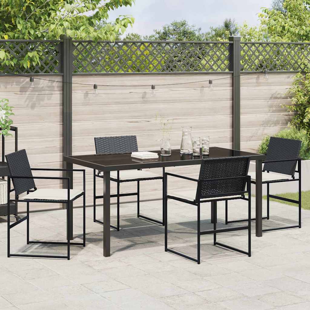 Garden Dining Set 5 pcs Black Poly rattan