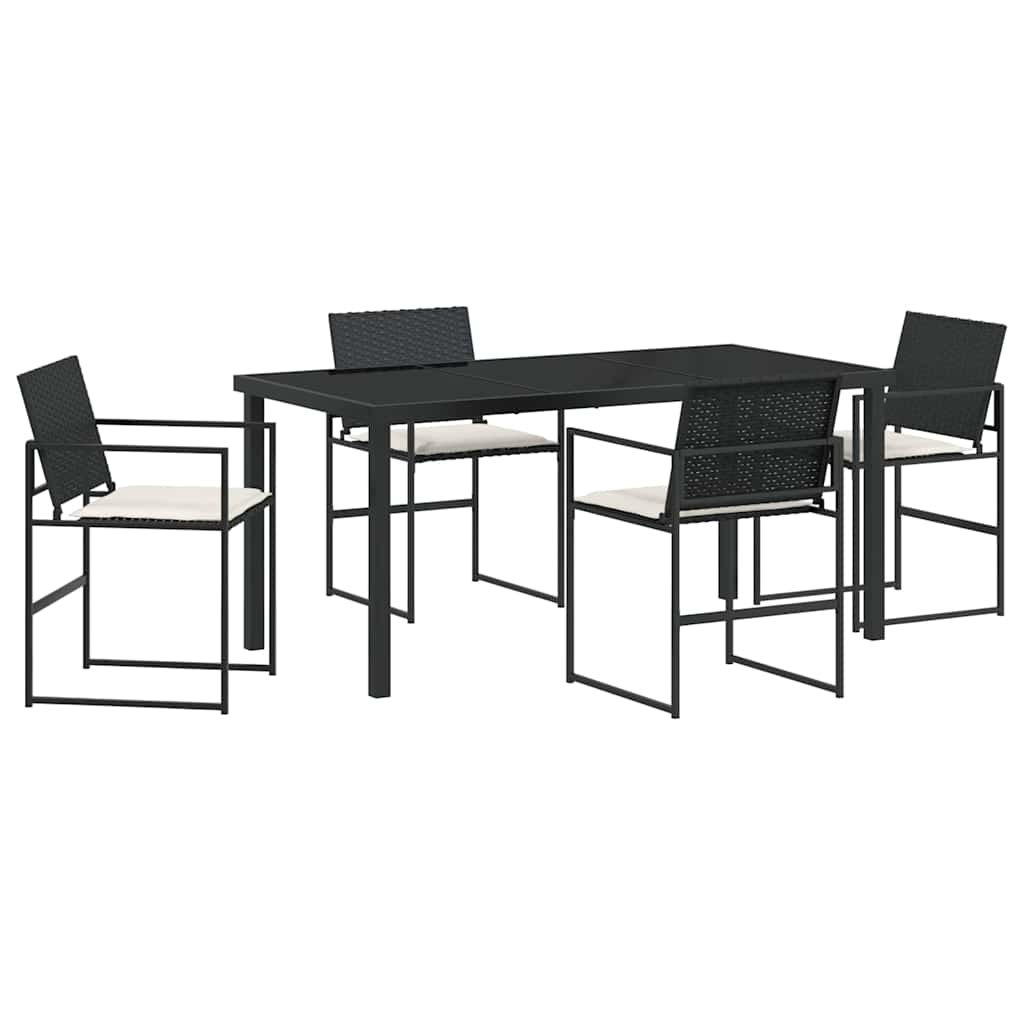 Garden Dining Set 5 pcs Black Poly rattan