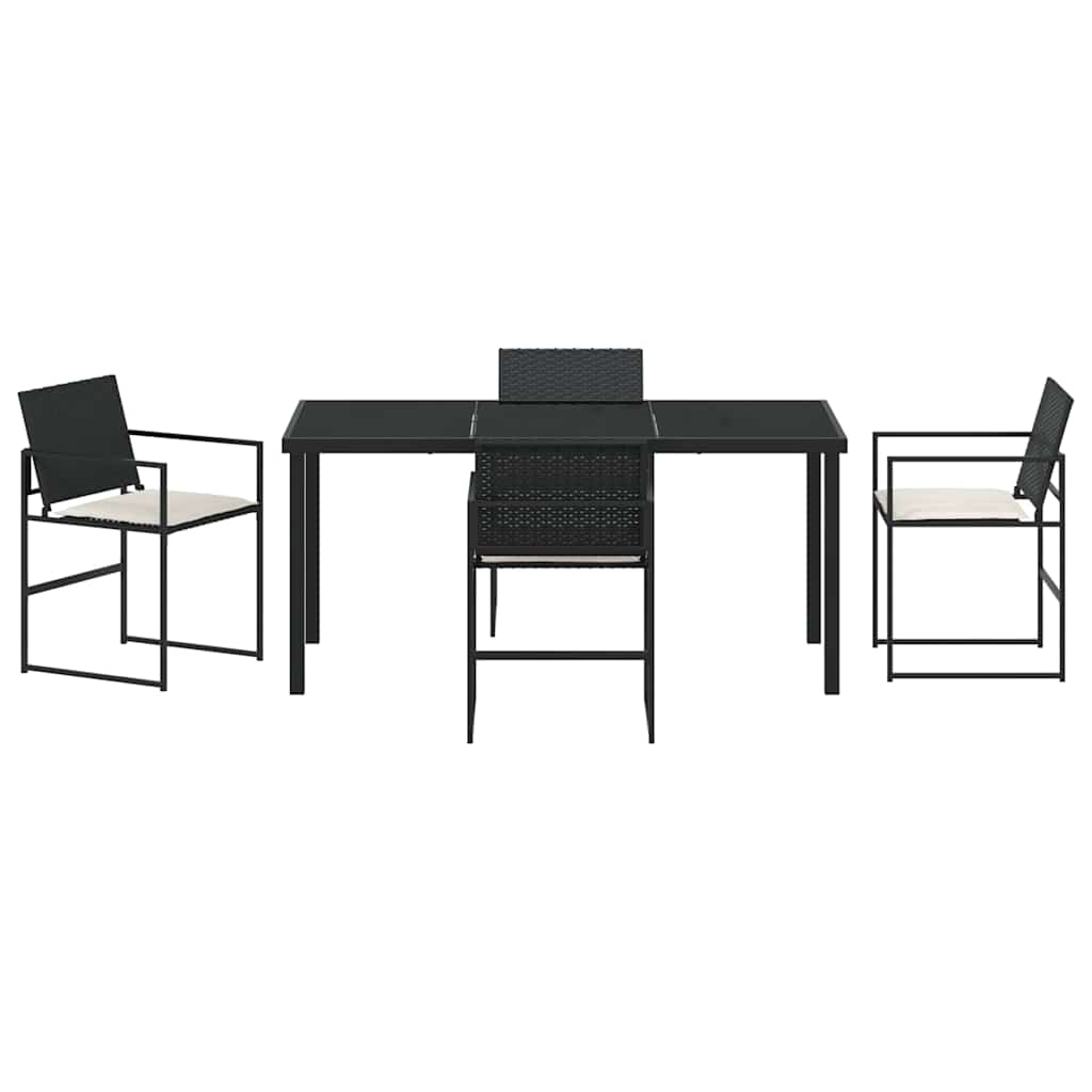Garden Dining Set 5 pcs Black Poly rattan