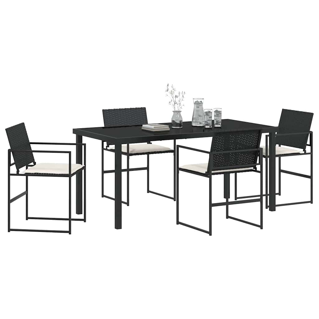Garden Dining Set 5 pcs Black Poly rattan