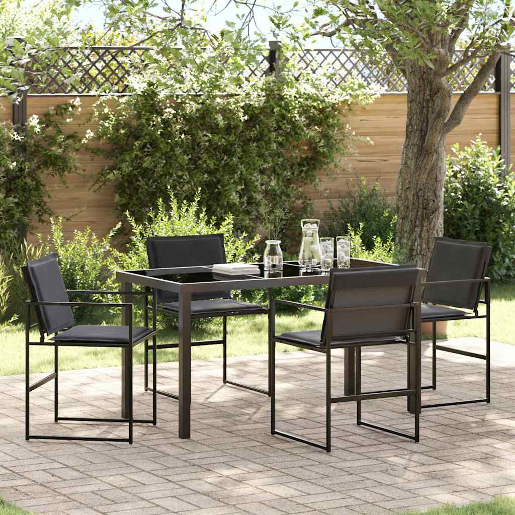 Garden Dining Set Folding 5 pcs Black Textilene and steel