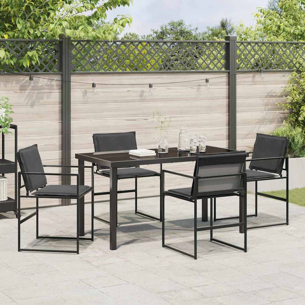 Garden Dining Set Folding 5 pcs Black Textilene and steel