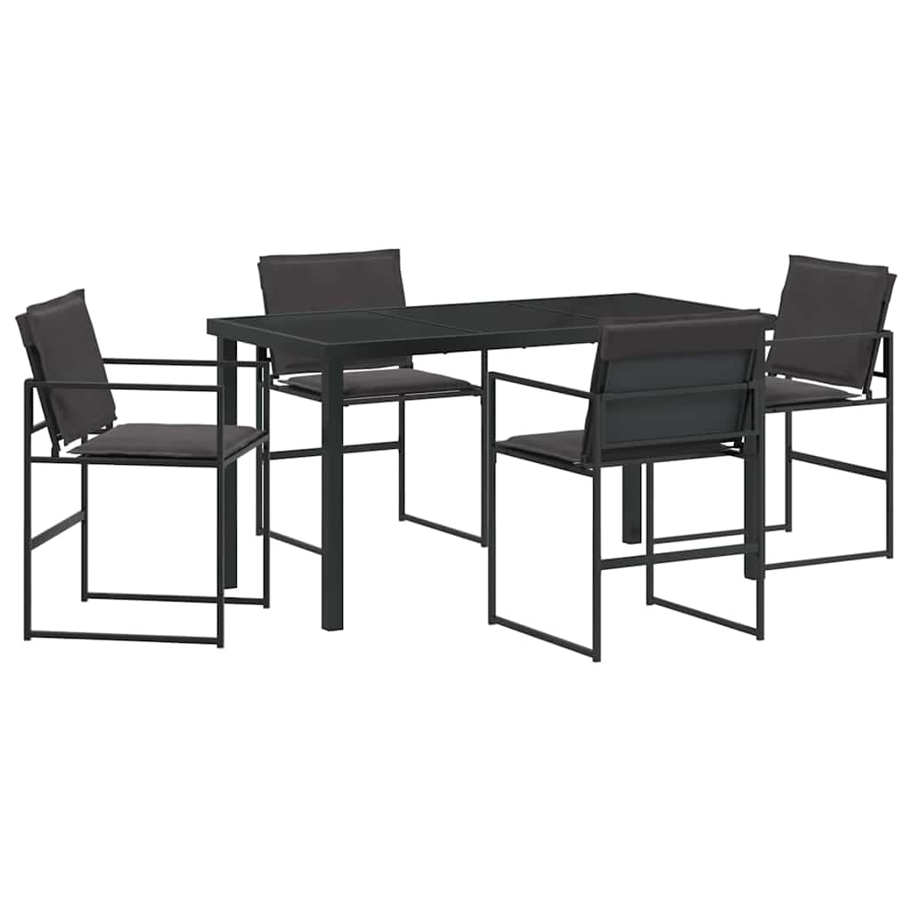 Garden Dining Set Folding 5 pcs Black Textilene and steel