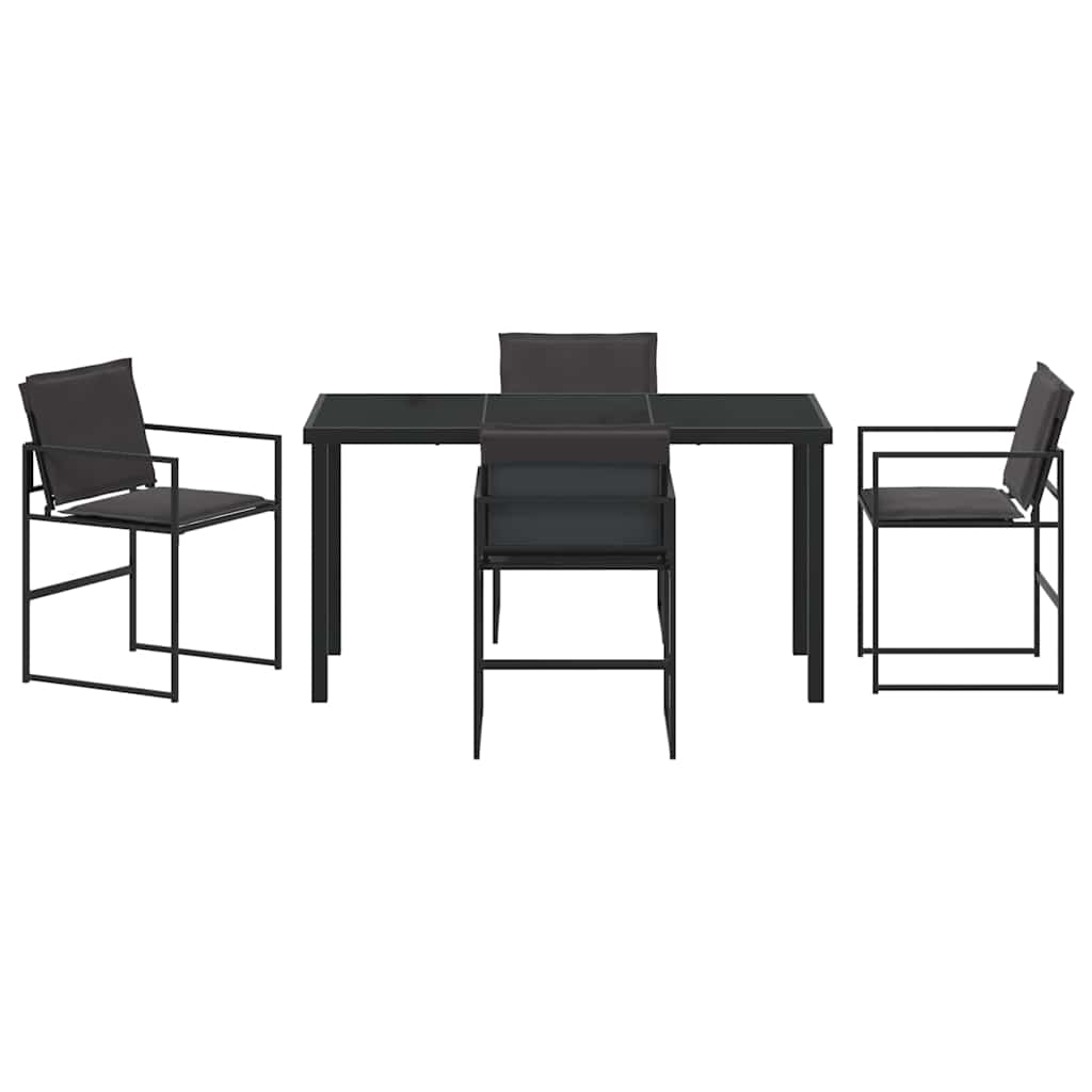 Garden Dining Set Folding 5 pcs Black Textilene and steel