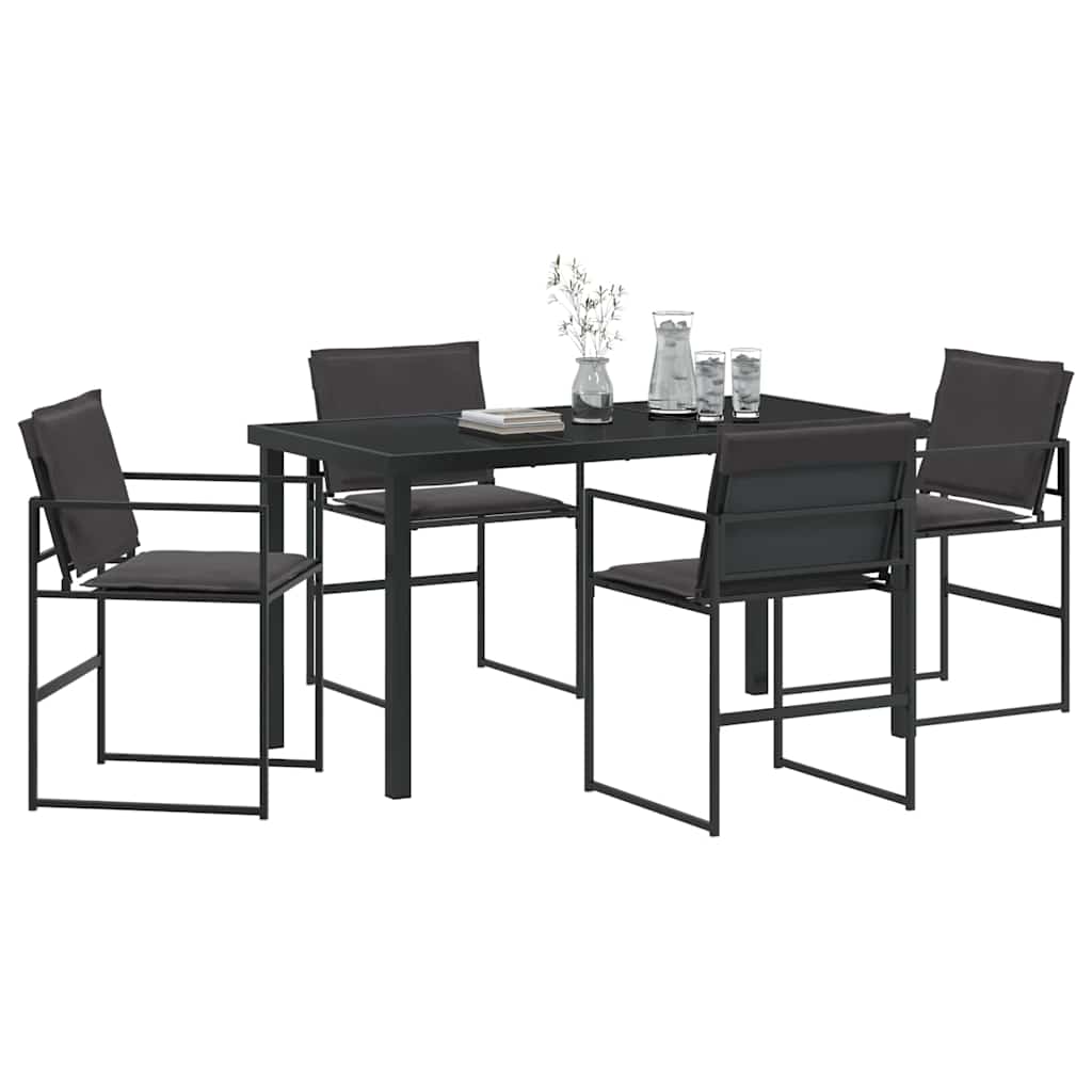 Garden Dining Set Folding 5 pcs Black Textilene and steel
