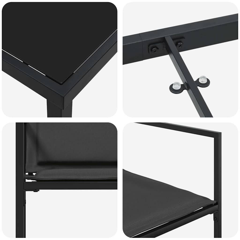 Garden Dining Set Folding 5 pcs Black Textilene and steel