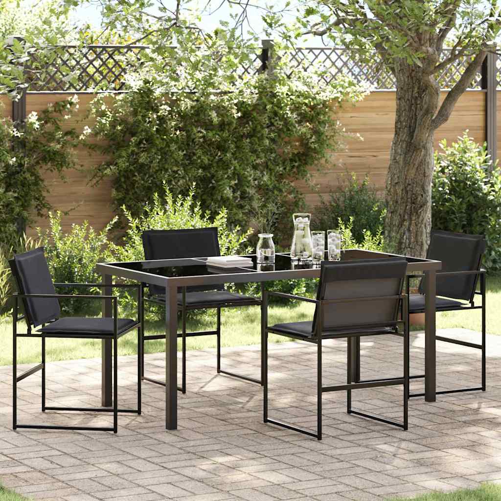 Garden Dining Set Folding 5 pcs Black Textilene and steel