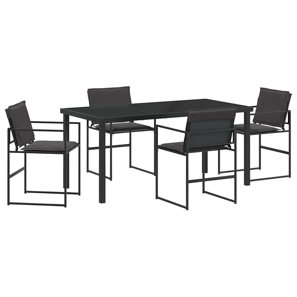 Garden Dining Set Folding 5 pcs Black Textilene and steel