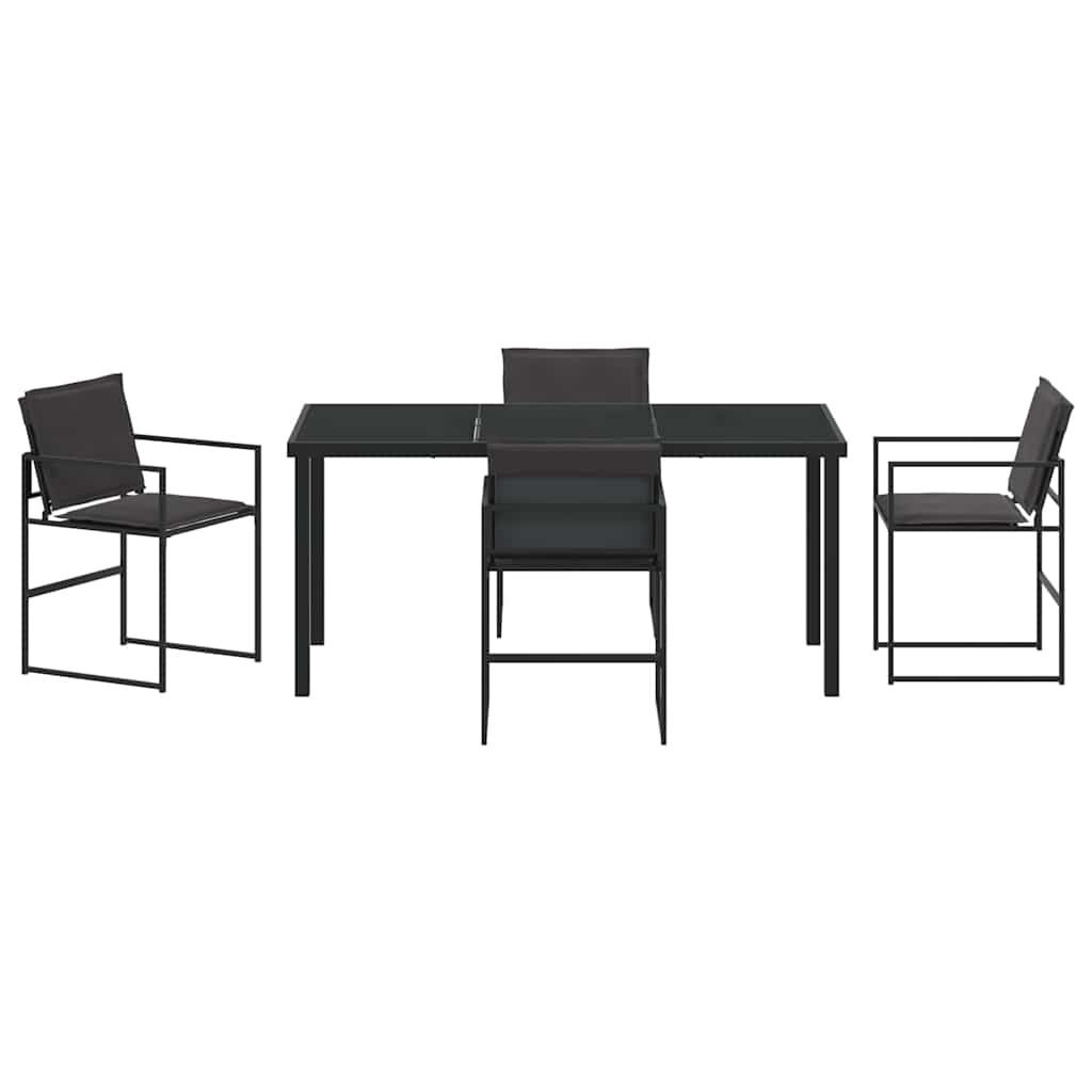 Garden Dining Set Folding 5 pcs Black Textilene and steel