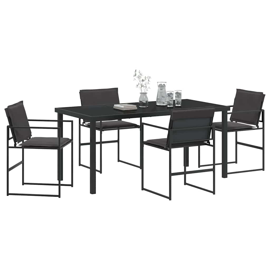 Garden Dining Set Folding 5 pcs Black Textilene and steel