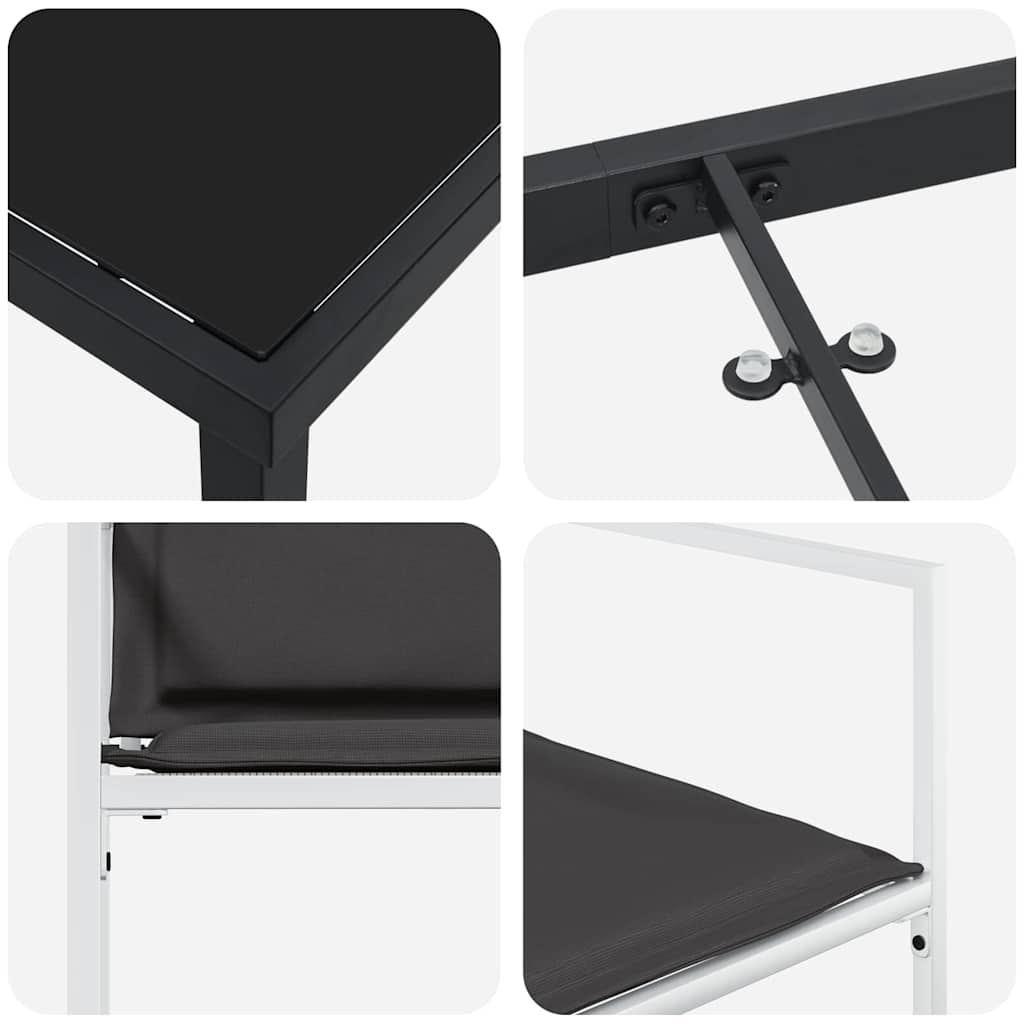 Garden Dining Set Folding 5 pcs White Textilene and steel