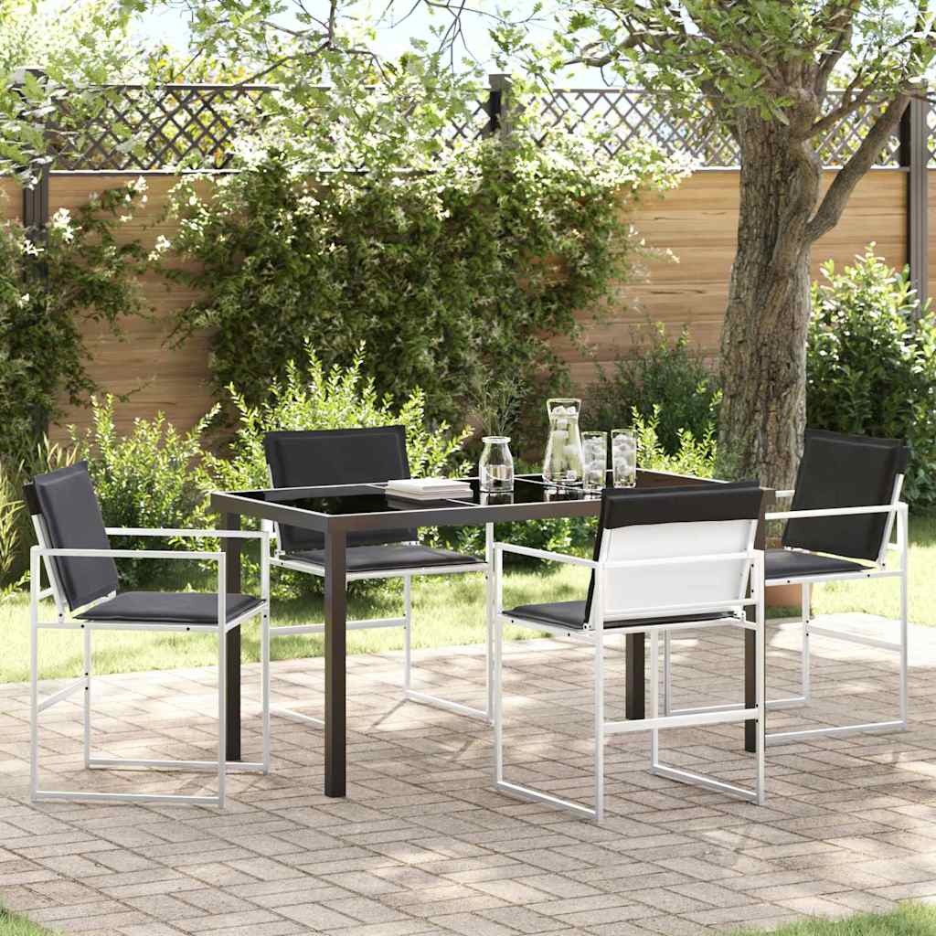 Garden Dining Set Folding 5 pcs White Textilene and steel