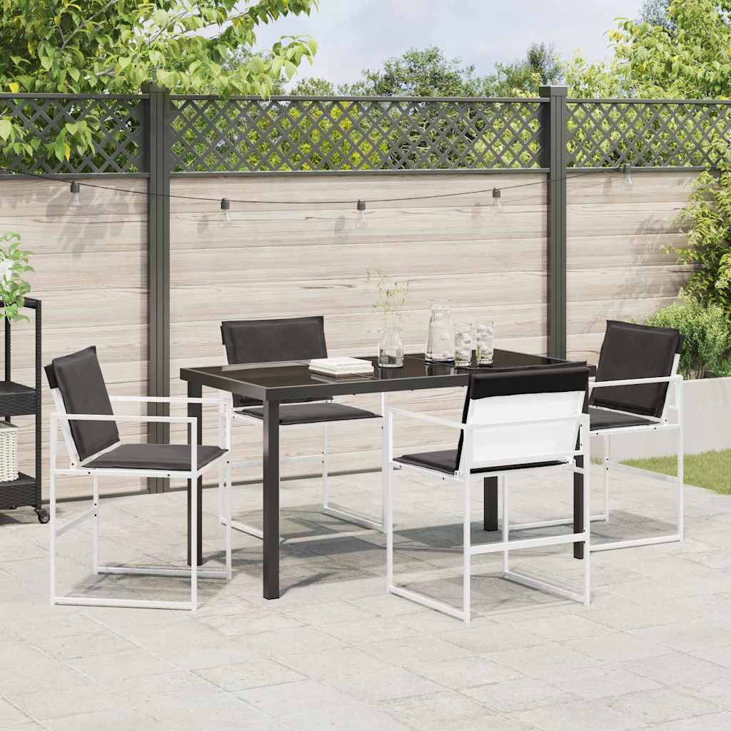 Garden Dining Set Folding 5 pcs White Textilene and steel