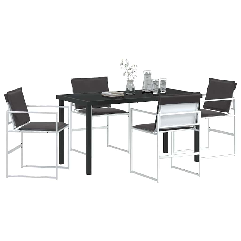 Garden Dining Set Folding 5 pcs White Textilene and steel