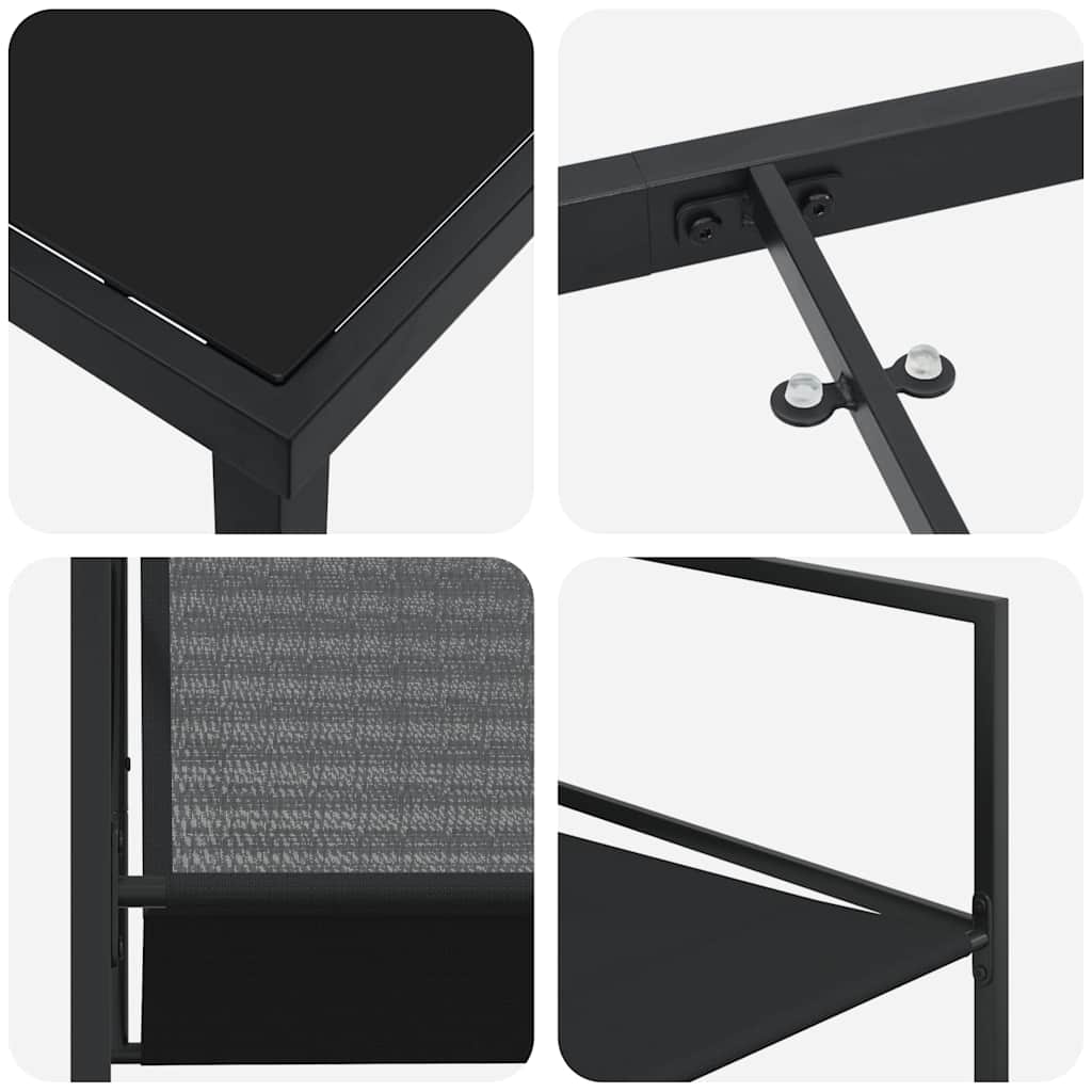 Garden Dining Set 5 pcs Black Textilene & & Powder-coated steel