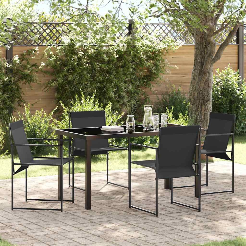 Garden Dining Set 5 pcs Black Textilene & & Powder-coated steel