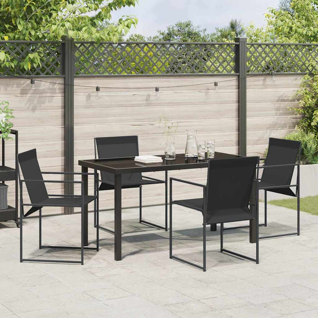 Garden Dining Set 5 pcs Black Textilene & & Powder-coated steel